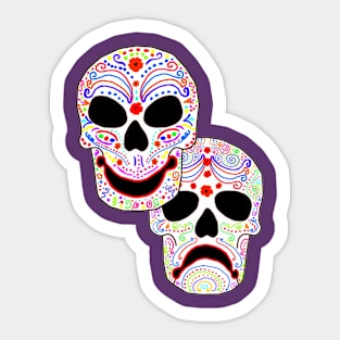 Colorful Muertos Comedy-Tragedy Sticker